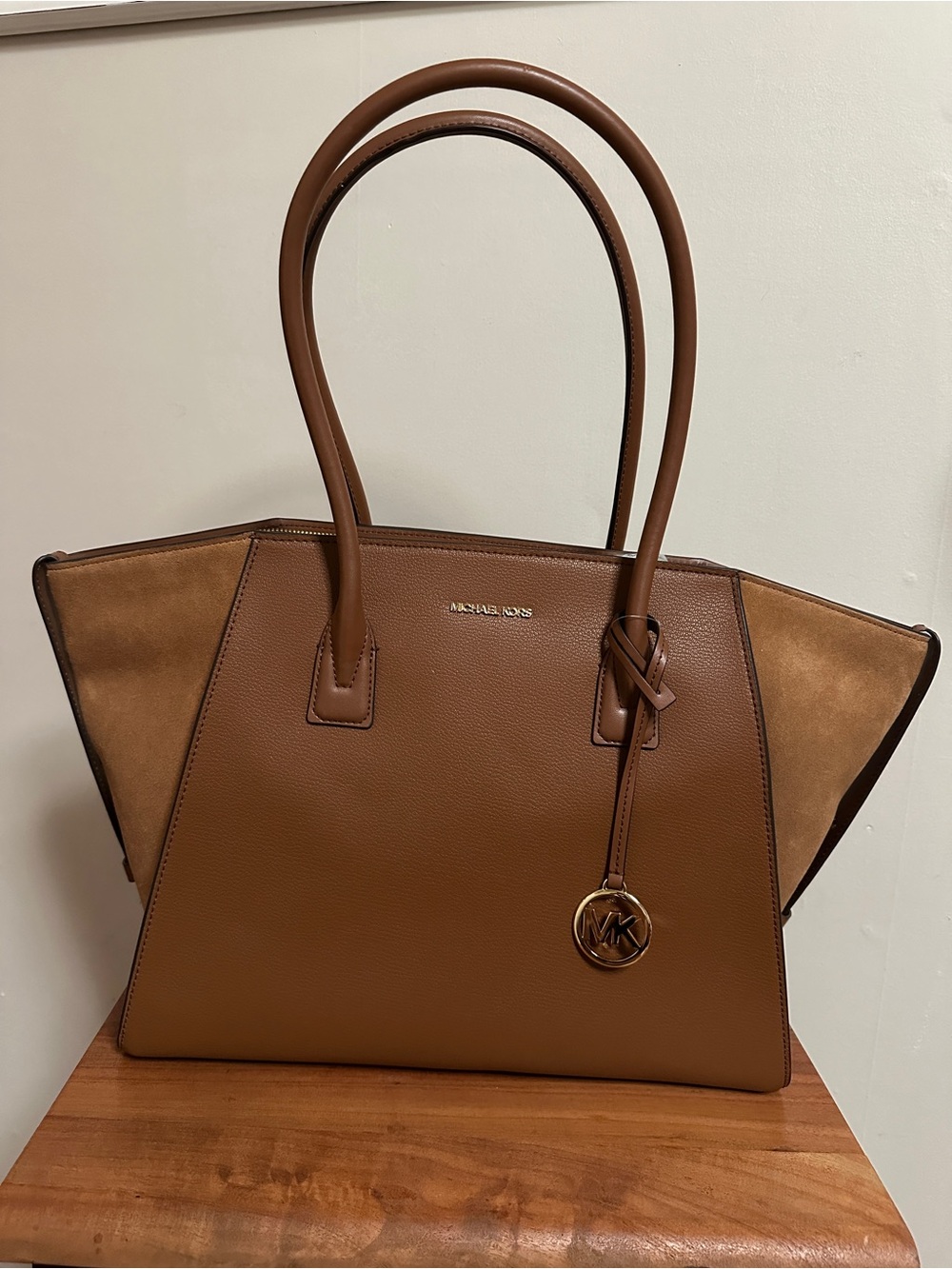Michael Kors Avril Extra Large Leather and Suede Tote Brown